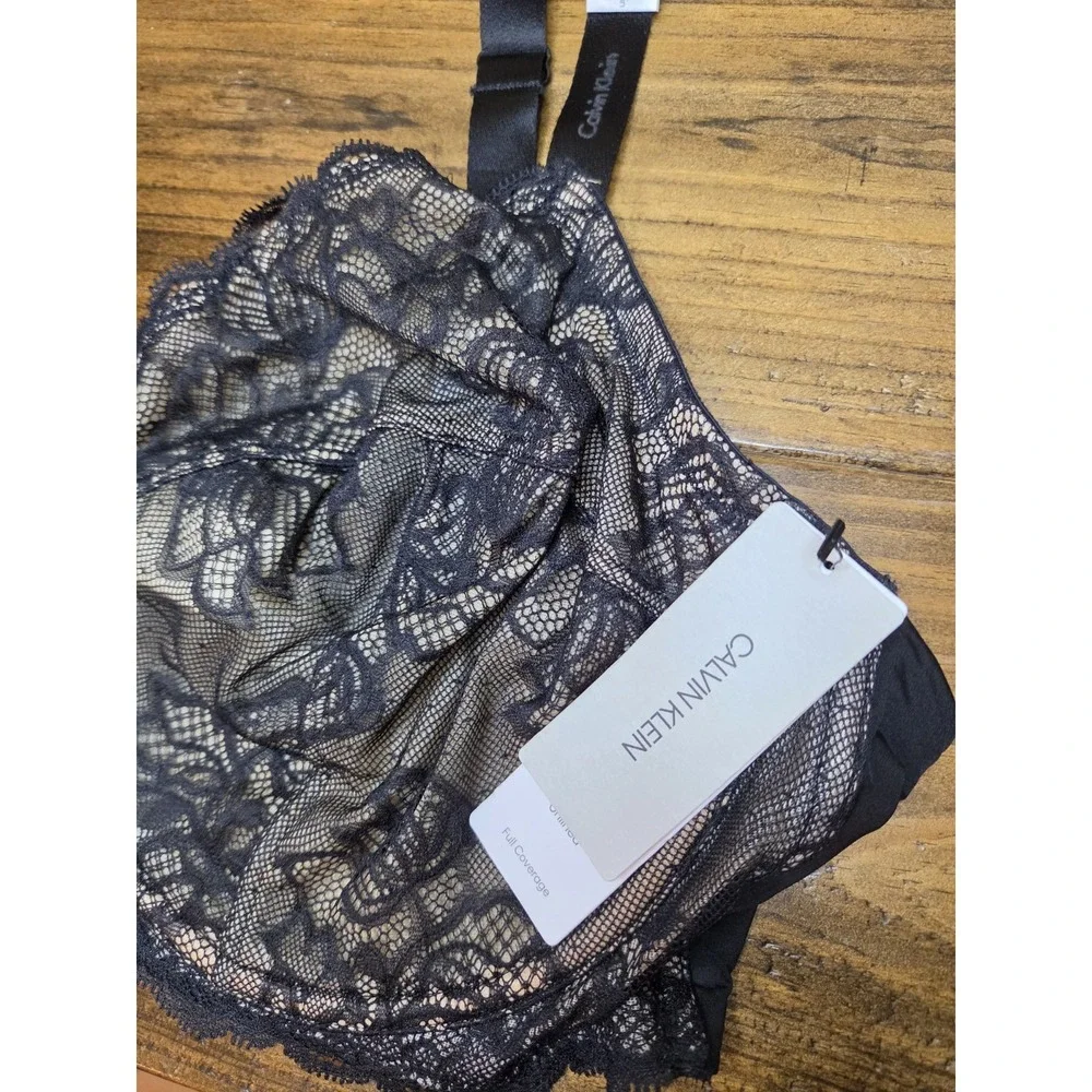 44D Calvin Klein Womens Seductive Comfort Full Coverage Unlined Black Lace Bra
